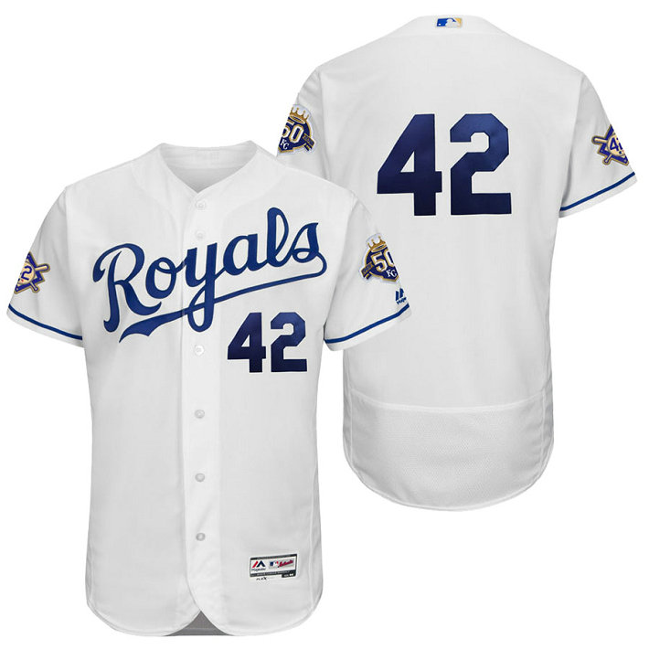 Kansas City Royals White Authentic Flex Base Jersey 2018 Jackie Robinson Day