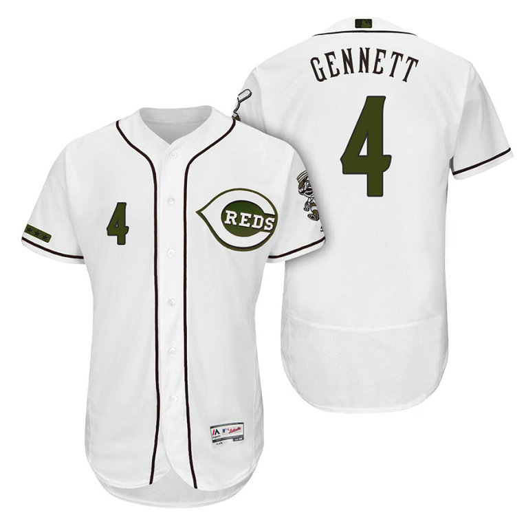 Cincinnati Reds #4 Scooter Gennett White Alternate 2018 Authentic Collection Player Flex Base Jersey