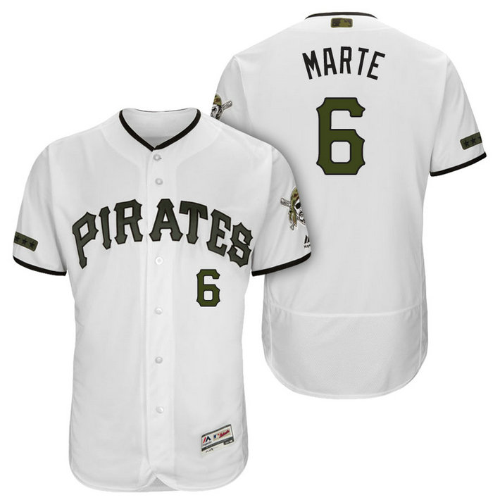 Pittsburgh Pirates #6 Starling Marte White 2018 Home Alternate Authentic Collection Flex Base Jersey Pittsburgh Pirates #6 Starling Marte White 2018 Home Alternate Authentic Collection Flex Base Jersey