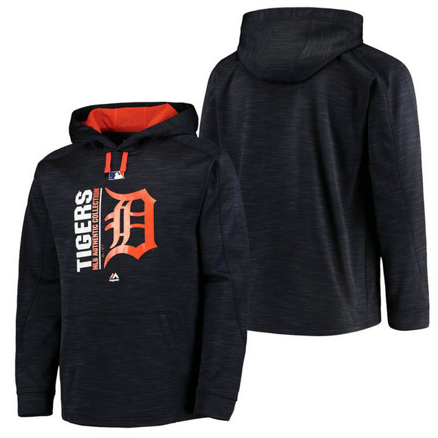 Tigers Authentic Collection Team Icon Streak Fleece Navy Pullover Hoodie