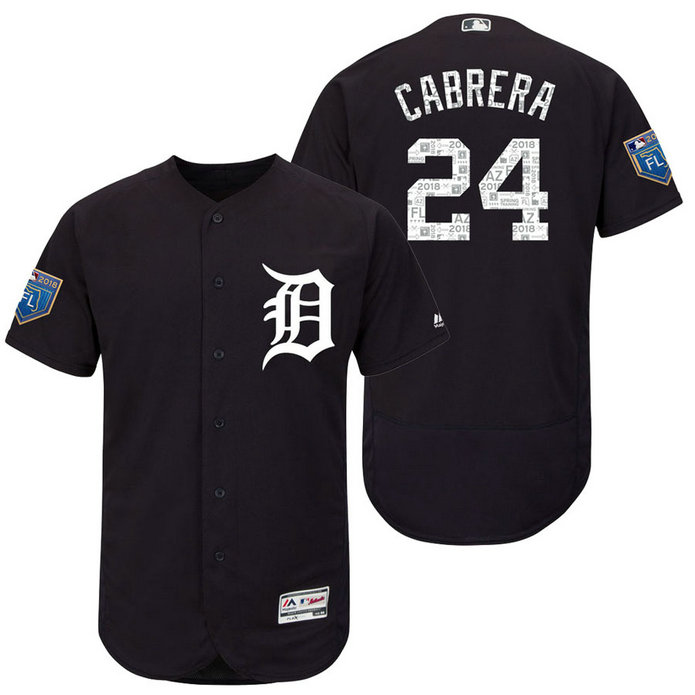 Detroit Tigers #24 Miguel Cabrera Navy 2018 Spring Training Flex Base Jersey