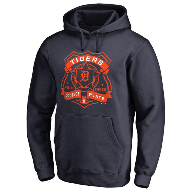 Detroit Tigers Police Badge Navy Pullover Hoodie