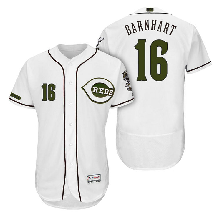 Cincinnati Reds #16 Tucker Barnhart White Alternate 2018 Authentic Collection Player Flex Base Jersey
