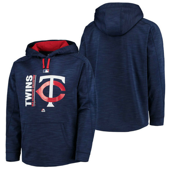 Twins Authentic Collection Team Icon Streak Fleece Navy Pullover Hoodie