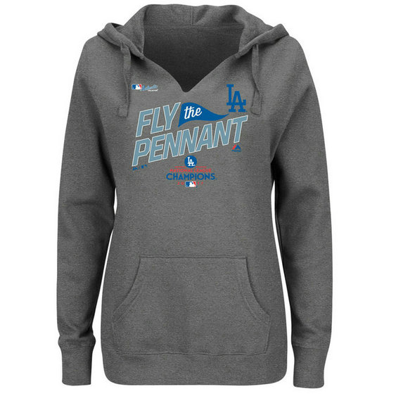 WOMEN - Los Angeles Dodgers 2017 National League Champions Locker Room Pullover Heather Gray Hoodie