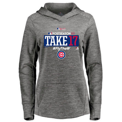 WOMEN - Chicago Cubs 2017 Postseason Authentic Collection Streak Fleece Pullover Gray Hoodie WOMEN - Chicago Cubs 2017 Postseason Authentic Collection Streak Fleece Pullover Gray Hoodie