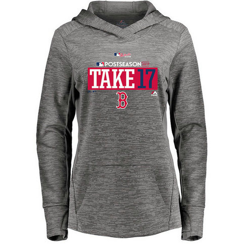 WOMEN - Boston Red Sox 2017 Postseason Authentic Collection Streak Fleece Pullover Gray Hoodie