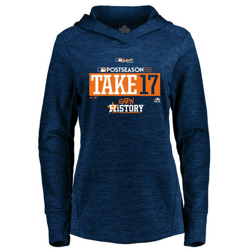 WOMEN - Houston Astros 2017 Postseason Participant Streak Fleece Pullover Navy Hoodie