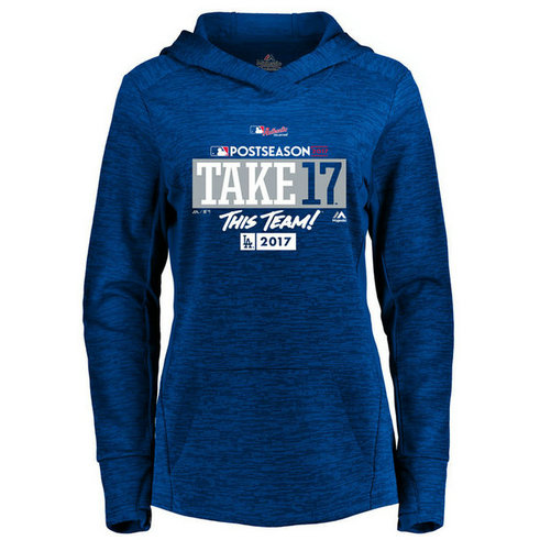 WOMEN - Los Angeles Dodgers 2017 Postseason Participant Authentic Collection Streak Fleece Royal Hoodie