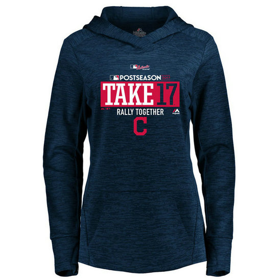 WOMEN - Cleveland Indians 2017 Postseason Participant Streak Fleece Navy Hoodie WOMEN - Cleveland Indians 2017 Postseason Participant Streak Fleece Navy Hoodie