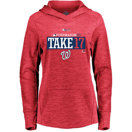 WOMEN - Washington Nationals 2017 Postseason Participant Streak Fleece Pullover Scarlet Hoodie WOMEN - Washington Nationals 2017 Postseason Participant Streak Fleece Pullover Scarlet Hoodie