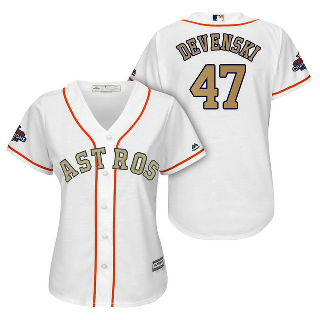 WOMEN - Houston Astros #47 Chris Devenski White Cool Base Jersey 2018 Gold Program WOMEN - Houston Astros #47 Chris Devenski White Cool Base Jersey 2018 Gold Program
