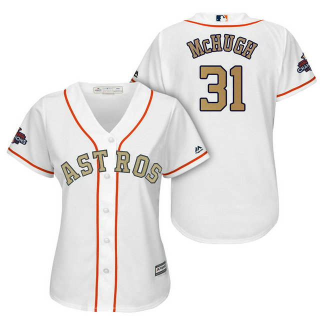 WOMEN - Houston Astros #31 Collin McHugh White Cool Base Jersey 2018 Gold Program WOMEN - Houston Astros #31 Collin McHugh White Cool Base Jersey 2018 Gold Program