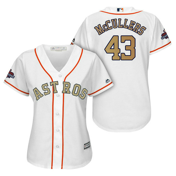 WOMEN - Houston Astros #43 Lance McCullers White Cool Base Jersey 2018 Gold Program WOMEN - Houston Astros #43 Lance McCullers White Cool Base Jersey 2018 Gold Program