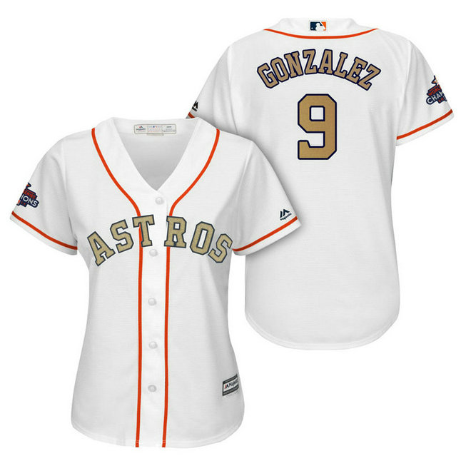 WOMEN - Houston Astros #9 Marwin Gonzalez White Cool Base Jersey 2018 Gold Program WOMEN - Houston Astros #9 Marwin Gonzalez White Cool Base Jersey 2018 Gold Program