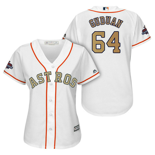 WOMEN - Houston Astros #64 Reymin Guduan White Cool Base Jersey 2018 Gold Program WOMEN - Houston Astros #64 Reymin Guduan White Cool Base Jersey 2018 Gold Program