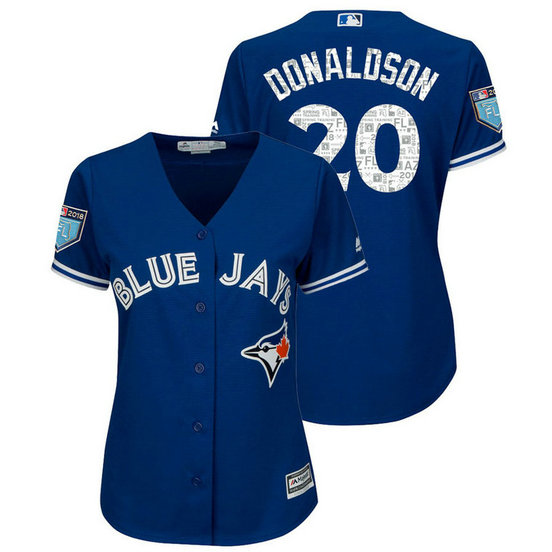 WOMEN - Toronto Blue Jays #20 Josh Donaldson Royal 2018 Spring Training Cool Base Player Jersey WOMEN - Toronto Blue Jays #20 Josh Donaldson Royal 2018 Spring Training Cool Base Player Jersey