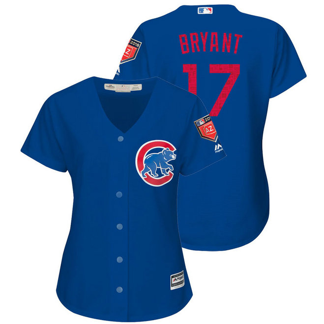 WOMEN - Chicago Cubs #17 Kris Bryant Royal 2018 Spring Training Cool Base Player Jersey WOMEN - Chicago Cubs #17 Kris Bryant Royal 2018 Spring Training Cool Base Player Jersey