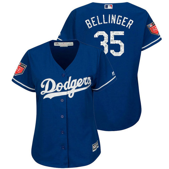 WOMEN - Los Angeles Dodgers #35 Cody Bellinger Royal 2018 Spring Training Cool Base Player Jersey