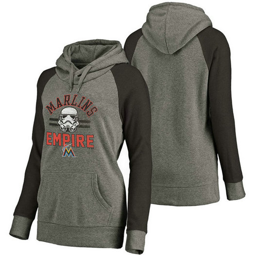 WOMEN - Miami Marlins Heather Gray Star Wars Empire hoodie WOMEN - Miami Marlins Heather Gray Star Wars Empire hoodie