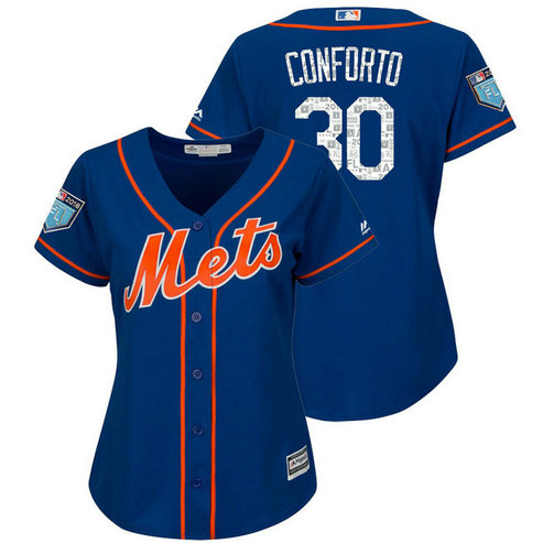 WOMEN - New York Mets #30 Michael Conforto Royal 2018 Spring Training Cool Base Player Jersey