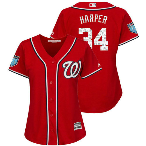 WOMEN - Washington Nationals #34 Bryce Harper Scarlet 2018 Spring Training Cool Base Player Jersey WOMEN - Washington Nationals #34 Bryce Harper Scarlet 2018 Spring Training Cool Base Player Jersey