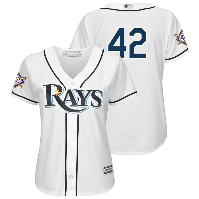 WOMEN - Tampa Bay Rays White Cool Base Jersey 2018 Jackie Robinson Day WOMEN - Tampa Bay Rays White Cool Base Jersey 2018 Jackie Robinson Day