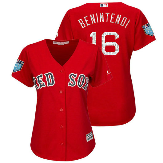 WOMEN - Boston Red Sox #16 Andrew Benintendi Scarlet 2018 Spring Training Cool Base Player Jersey