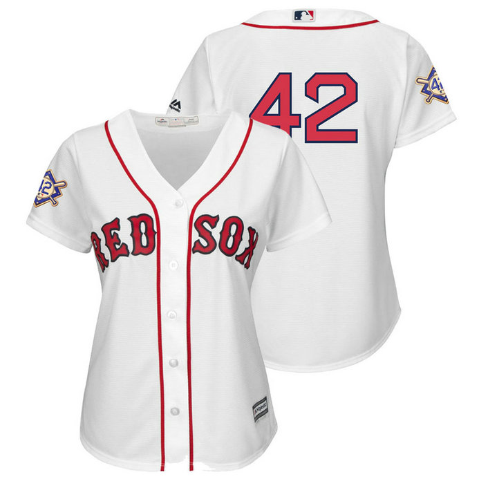 WOMEN - Boston Red Sox White Cool Base Jersey 2018 Jackie Robinson Day