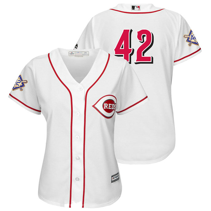 WOMEN - Cincinnati Reds White Cool Base Jersey 2018 Jackie Robinson Day WOMEN - Cincinnati Reds White Cool Base Jersey 2018 Jackie Robinson Day