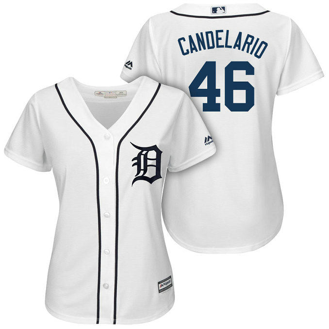 Women Tigers #46 Jeimer Candelario 2018 Home Cool Base Jersey Women Tigers #46 Jeimer Candelario 2018 Home Cool Base Jersey