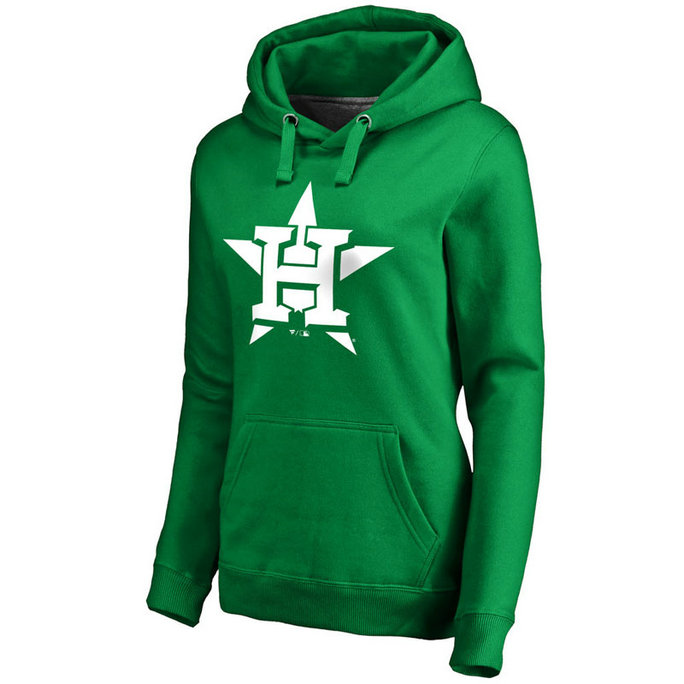 WOMEN - Houston Astros Kelly Green St. Patrick's Day White Logo Pullover Hoodie WOMEN - Houston Astros Kelly Green St. Patrick's Day White Logo Pullover Hoodie