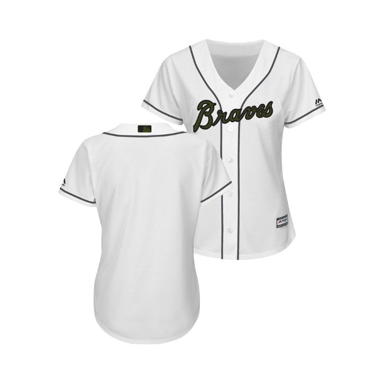 WOMEN - Atlanta Braves White Cool Base Jersey 2018 Memorial Day WOMEN - Atlanta Braves White Cool Base Jersey 2018 Memorial Day