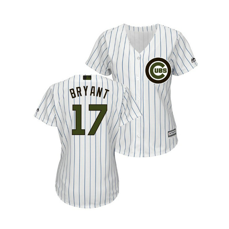 WOMEN - Chicago Cubs White #17 Kris Bryant Cool Base Jersey 2018 Memorial Day WOMEN - Chicago Cubs White #17 Kris Bryant Cool Base Jersey 2018 Memorial Day