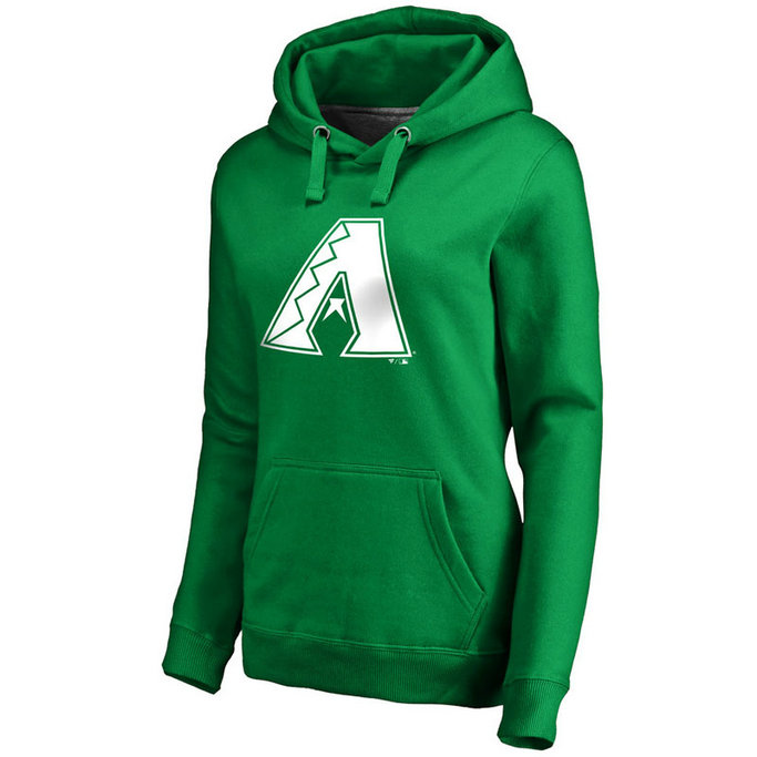 WOMEN - Arizona Diamondbacks Kelly Green St. Patrick's Day White Logo Pullover Hoodie WOMEN - Arizona Diamondbacks Kelly Green St. Patrick's Day White Logo Pullover Hoodie