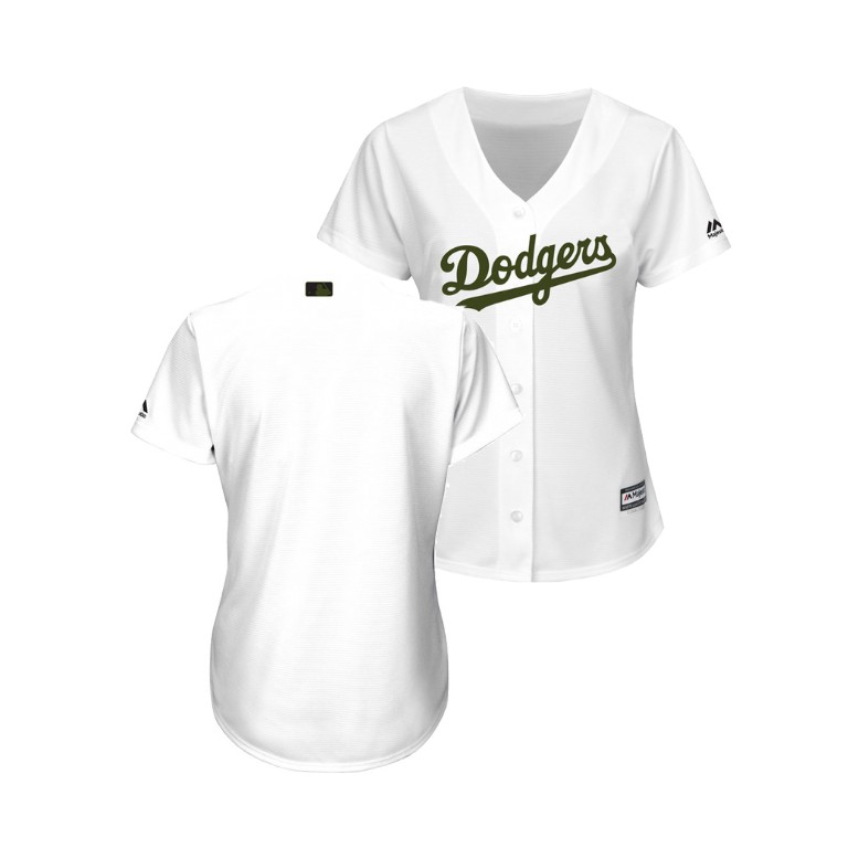 WOMEN - Los Angeles Dodgers White Cool Base Jersey 2018 Memorial Day