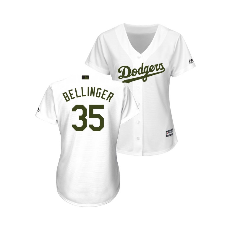 WOMEN - Los Angeles Dodgers White #35 Cody Bellinger Cool Base Jersey 2018 Memorial Day
