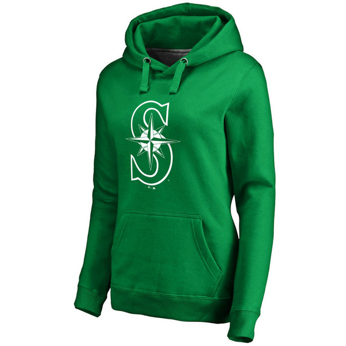 WOMEN - Seattle Mariners Kelly Green St. Patrick's Day White Logo Pullover Hoodie WOMEN - Seattle Mariners Kelly Green St. Patrick's Day White Logo Pullover Hoodie