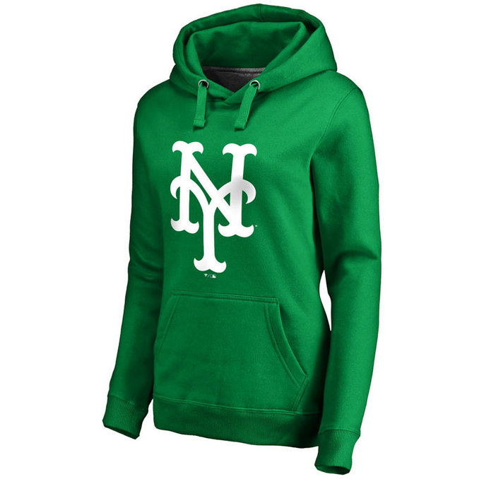 WOMEN - New York Mets Kelly Green St. Patrick's Day White Logo Pullover Hoodie