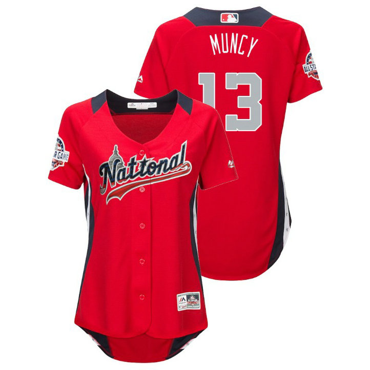 WOMEN - National League #13 Max Muncy Home 2018 MLB All-Star Red Run Derby Jersey WOMEN - National League #13 Max Muncy Home 2018 MLB All-Star Red Run Derby Jersey