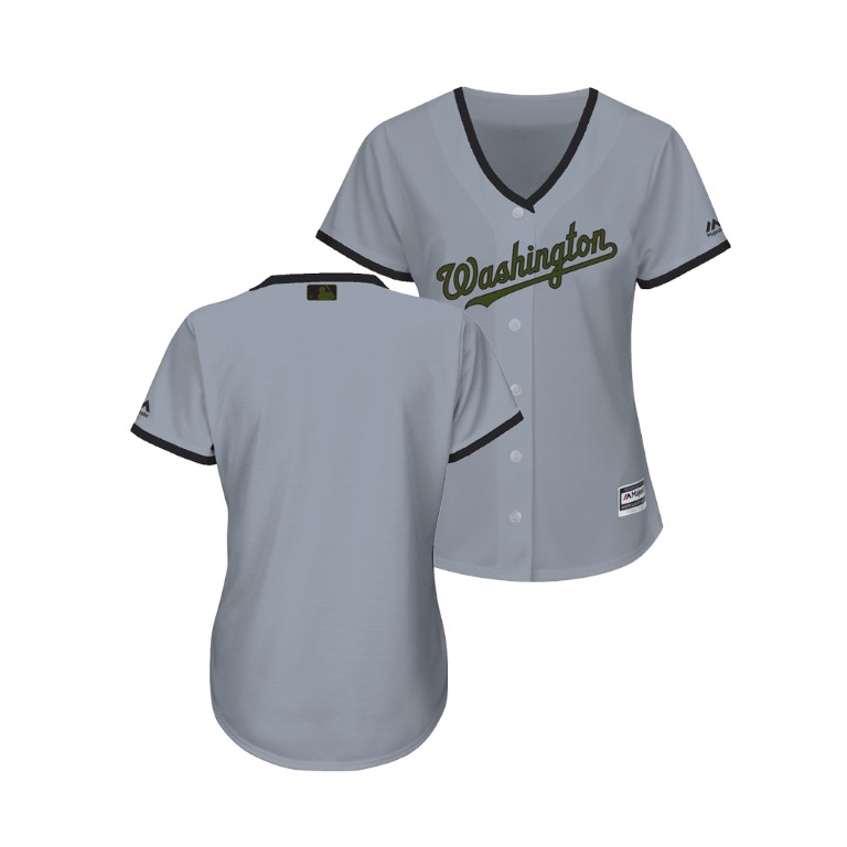 WOMEN - Washington Nationals Gray Cool Base Jersey 2018 Memorial Day WOMEN - Washington Nationals Gray Cool Base Jersey 2018 Memorial Day