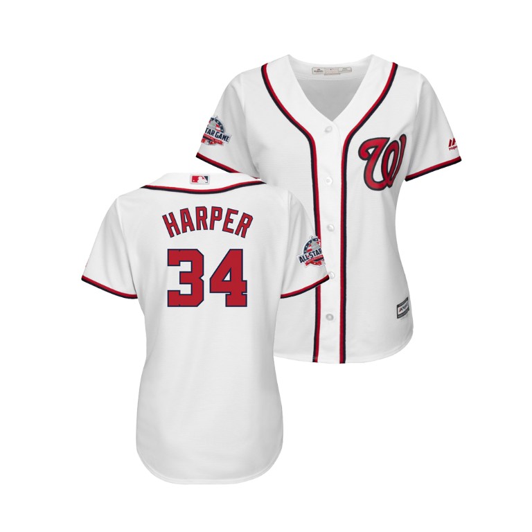 WOMEN - Washington Nationals White #34 Bryce Harper Cool Base Jersey 2018 All-Star Game WOMEN - Washington Nationals White #34 Bryce Harper Cool Base Jersey 2018 All-Star Game