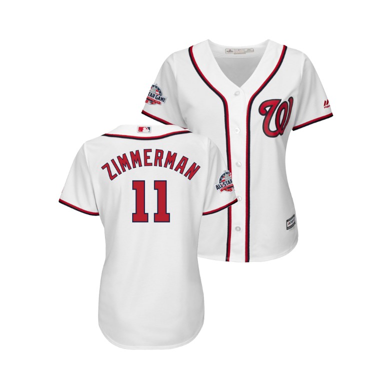 WOMEN - Washington Nationals White #11 Ryan Zimmerman Cool Base Jersey 2018 All-Star Game