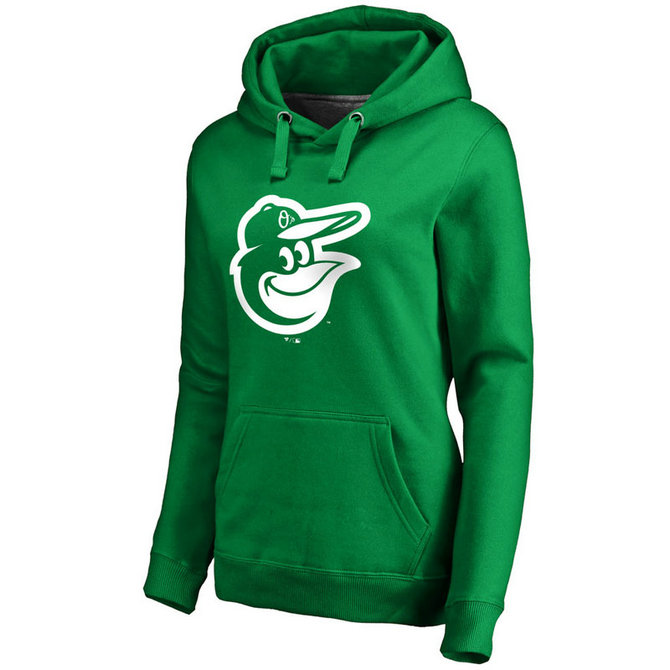 WOMEN - Baltimore Orioles Kelly Green St. Patrick's Day White Logo Pullover Hoodie