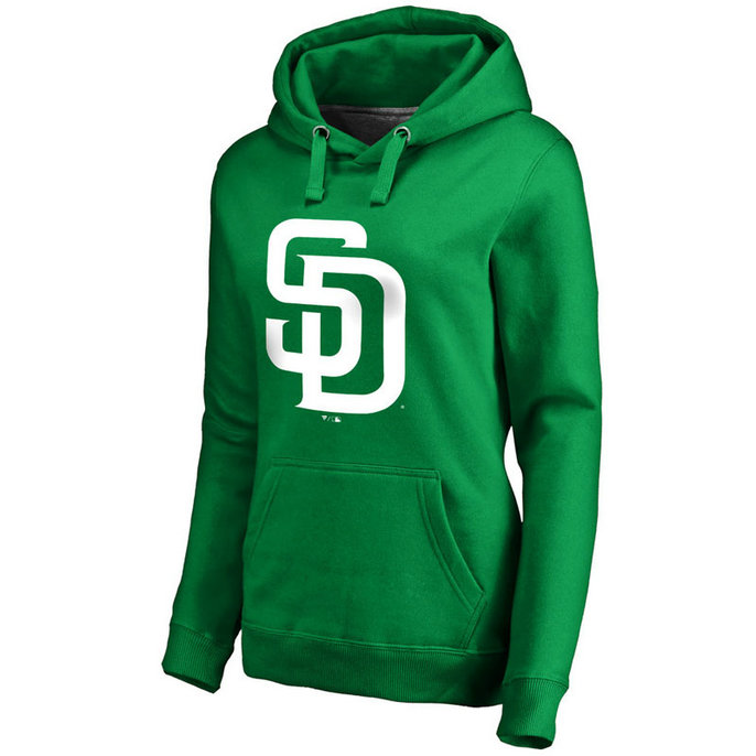 WOMEN - San Diego Padres Kelly Green St. Patrick's Day White Logo Pullover Hoodie