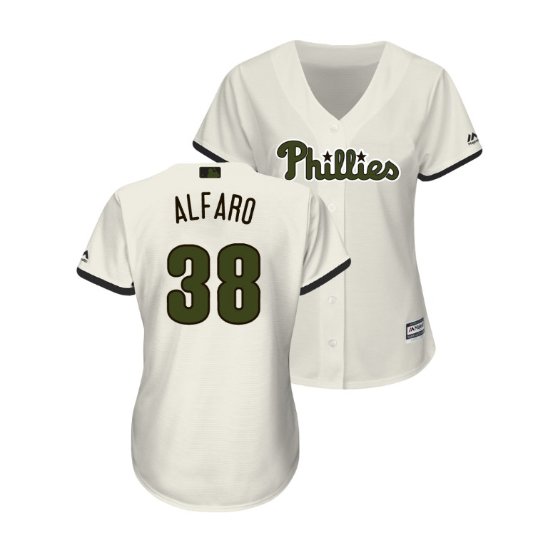 WOMEN - Philadelphia Phillies Cream #38 Jorge Alfaro Cool Base Jersey 2018 Memorial Day