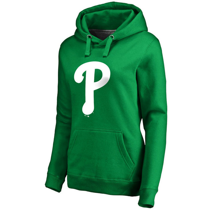 WOMEN - Philadelphia Phillies Kelly Green St. Patrick's Day White Logo Pullover Hoodie