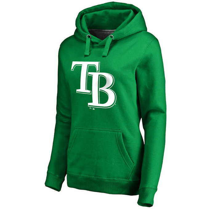 WOMEN - Tampa Bay Rays Kelly Green St. Patrick's Day White Logo Pullover Hoodie