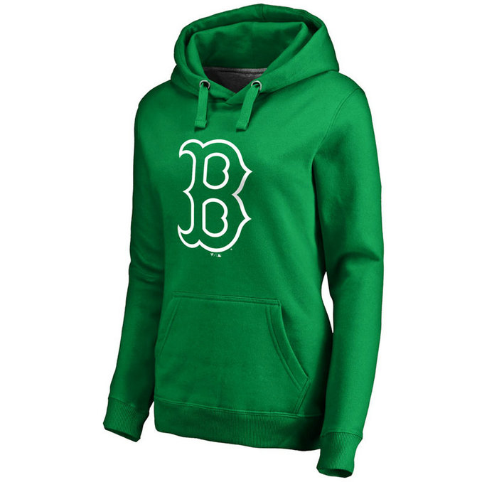 WOMEN - Boston Red Sox Kelly Green St. Patrick's Day White Logo Pullover Hoodie WOMEN - Boston Red Sox Kelly Green St. Patrick's Day White Logo Pullover Hoodie