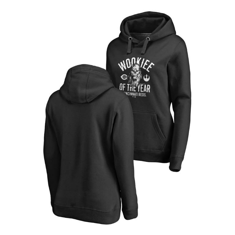 WOMEN - Cincinnati Reds Black Star Wars Wookiee Of The Year Hoodie
